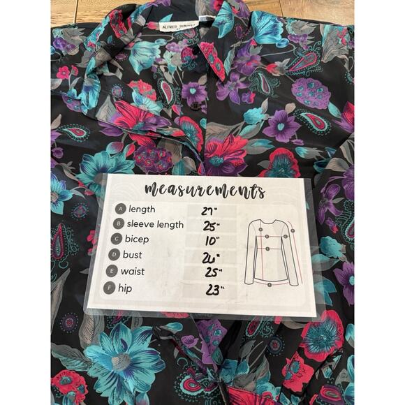 Vintage Alfred Dunner Floral Blouse Smocked Hem Top Shirt Womens Size 42 XL - Picture 7 of 7
